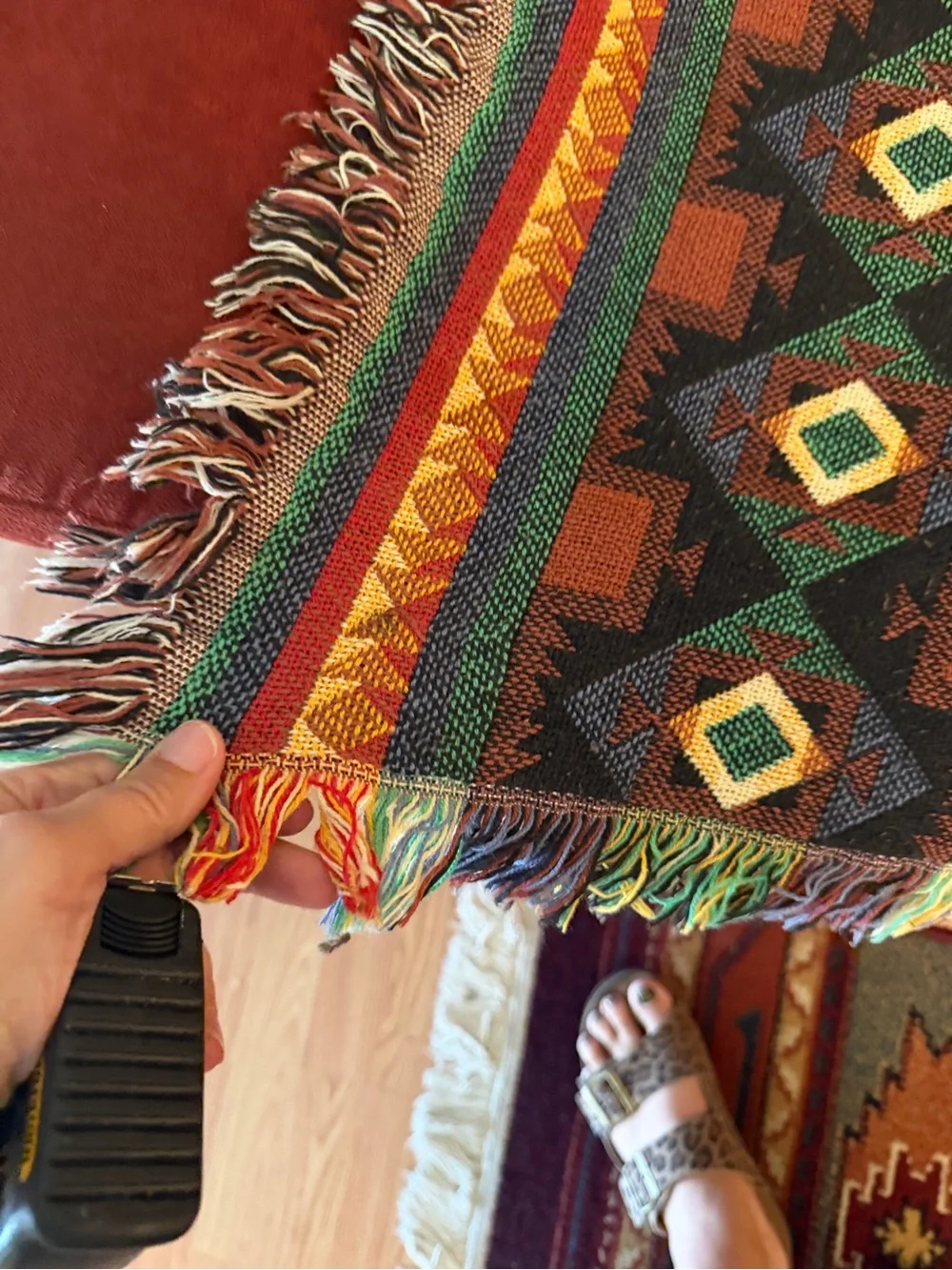 Vintage Goodwin Weavers Southwestern Geometric Woven Throw Blanket